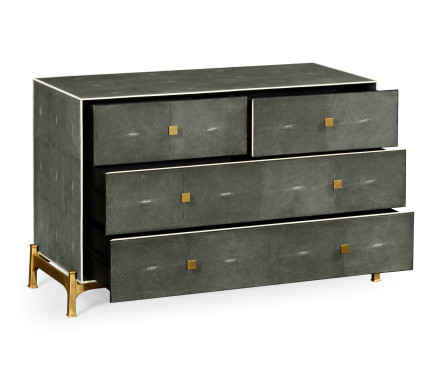 Anthracite Faux Shagreen & Gilded Large Chest of Drawers
