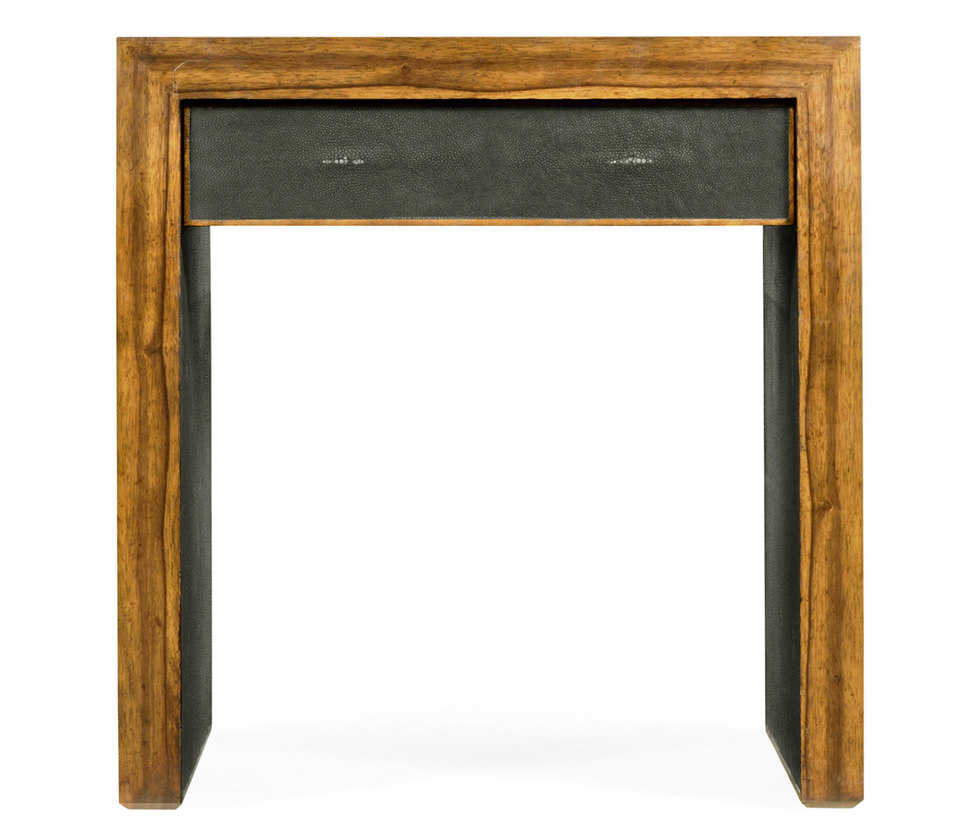 Argentinian walnut & anthracite faux shagreen side table