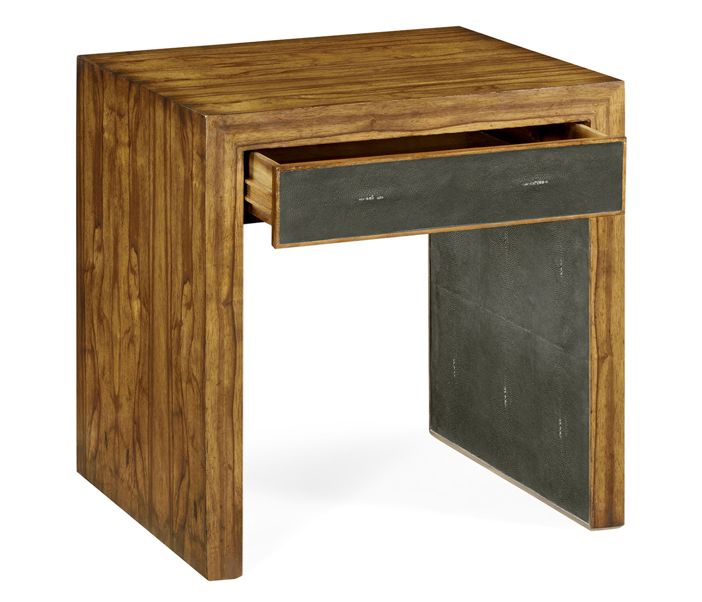 Argentinian walnut & anthracite faux shagreen side table