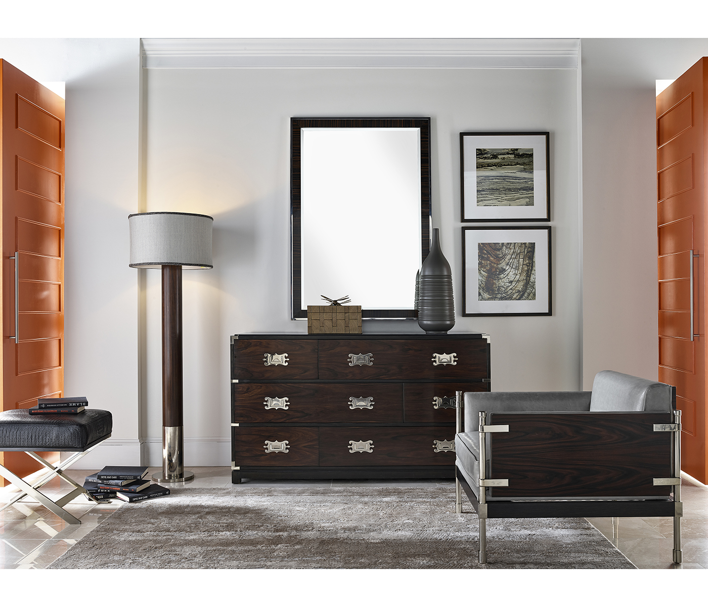 Art Deco Style Faux Macassar Ebony Mirror