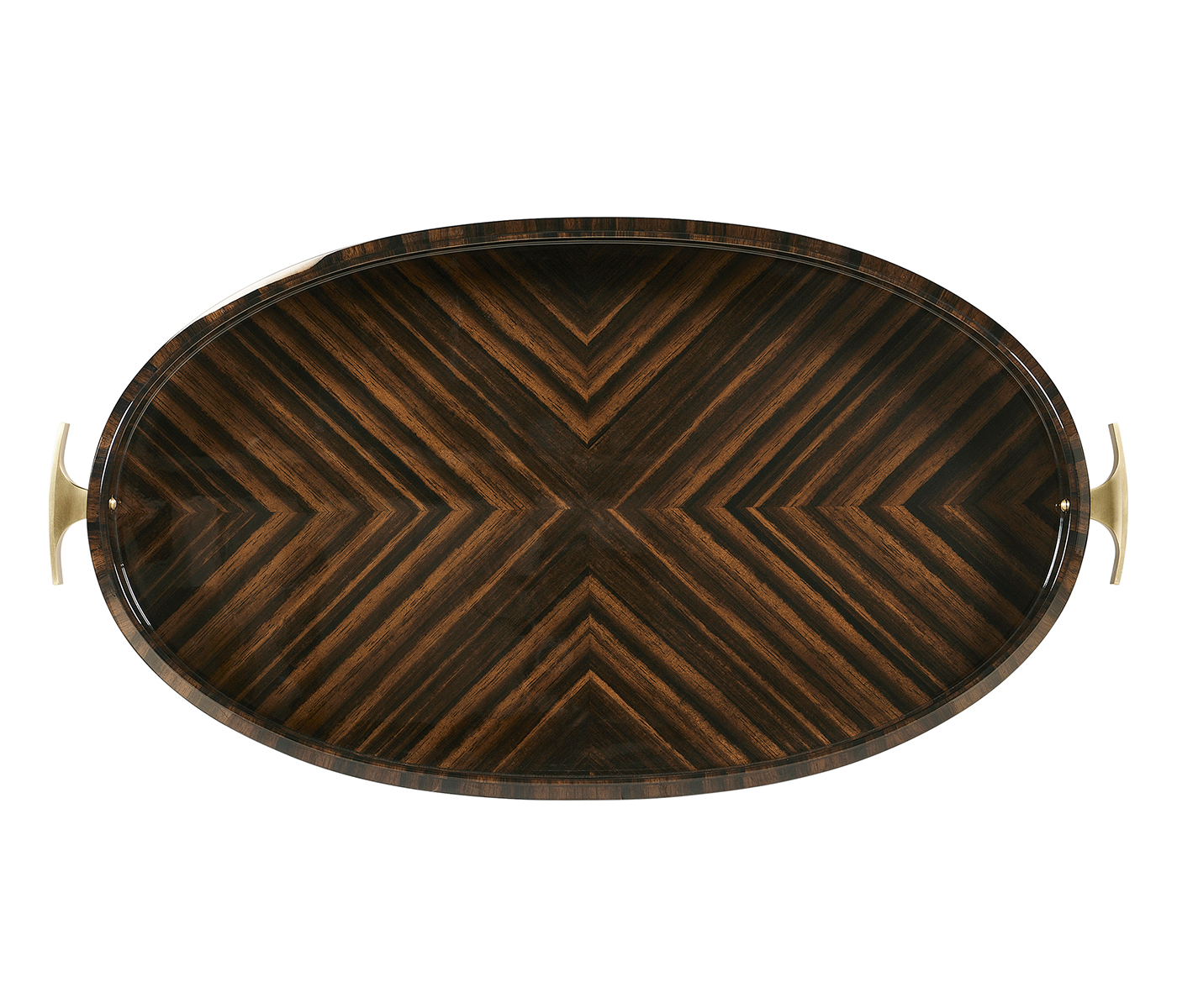 Oval Art Deco Macassar Ebony High Lustre Tray
