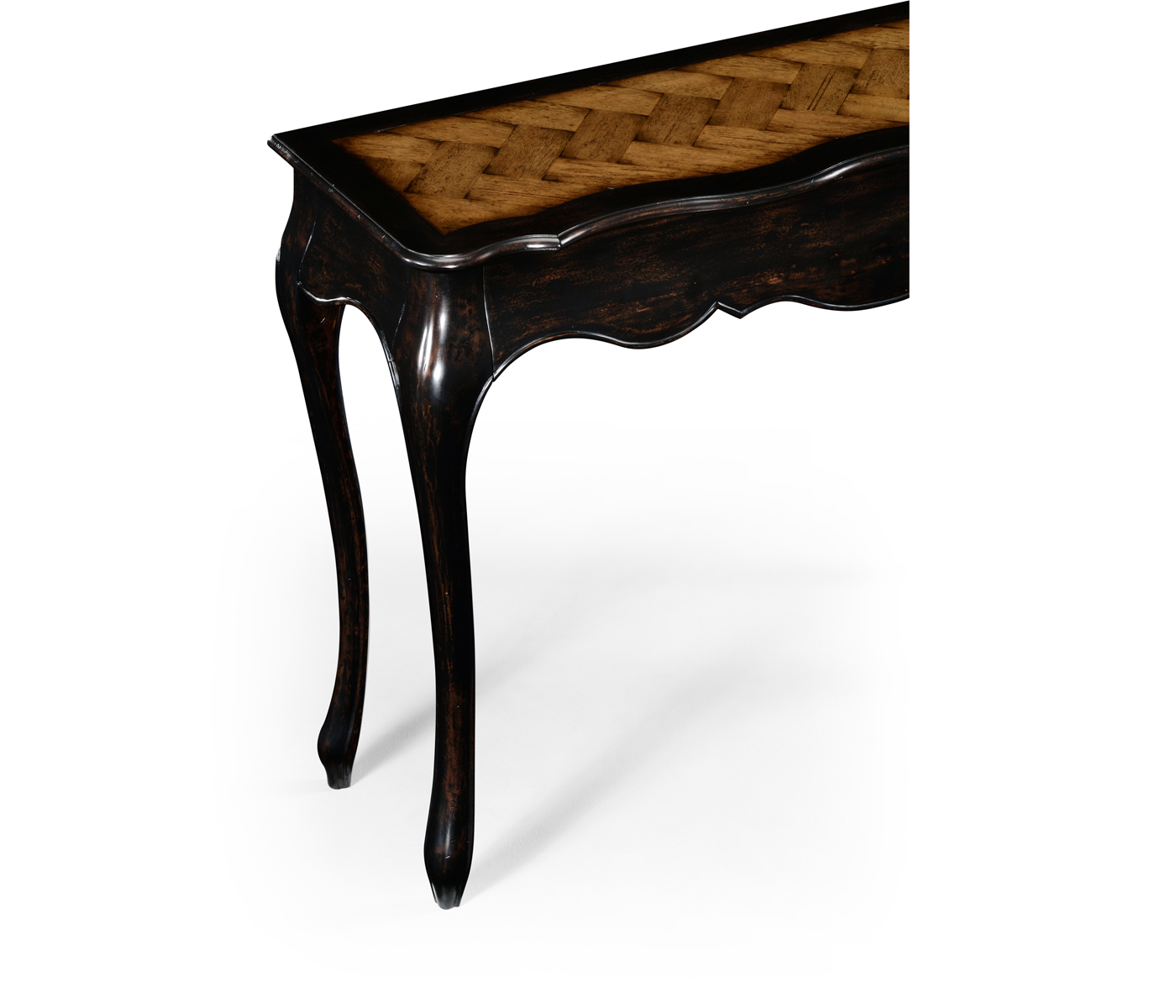 French style black finish console parquet top