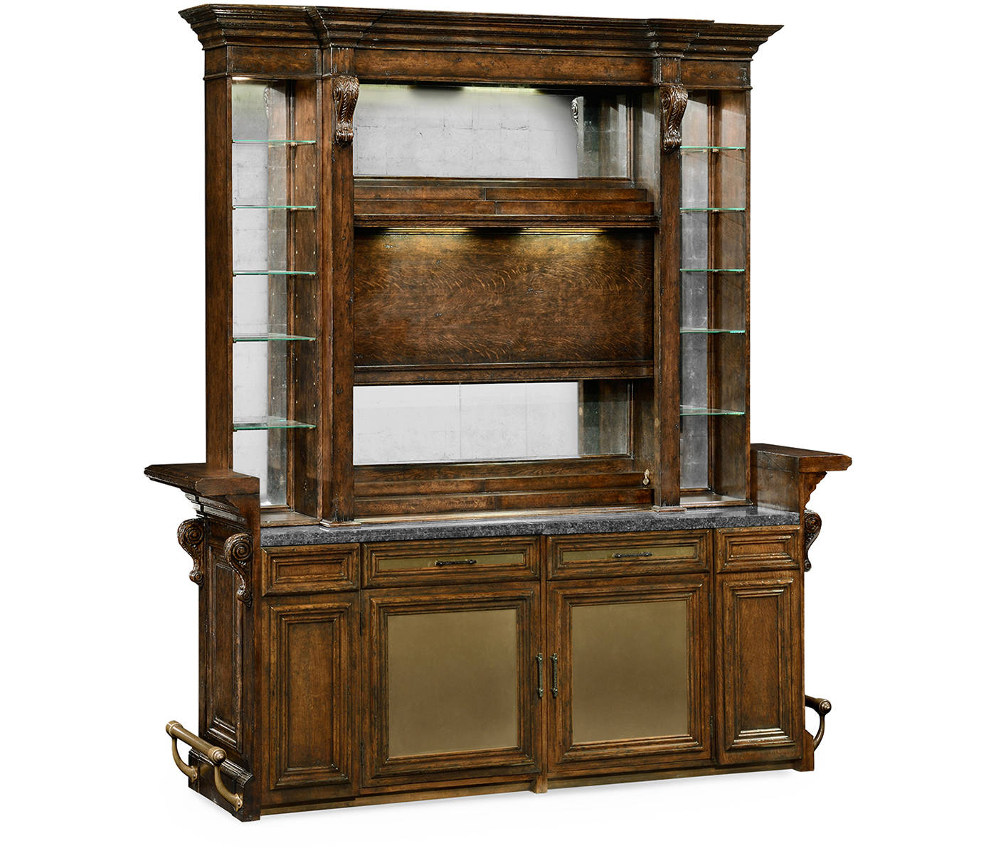 Rear Panel of Linenfold Dark Oak Home Bar