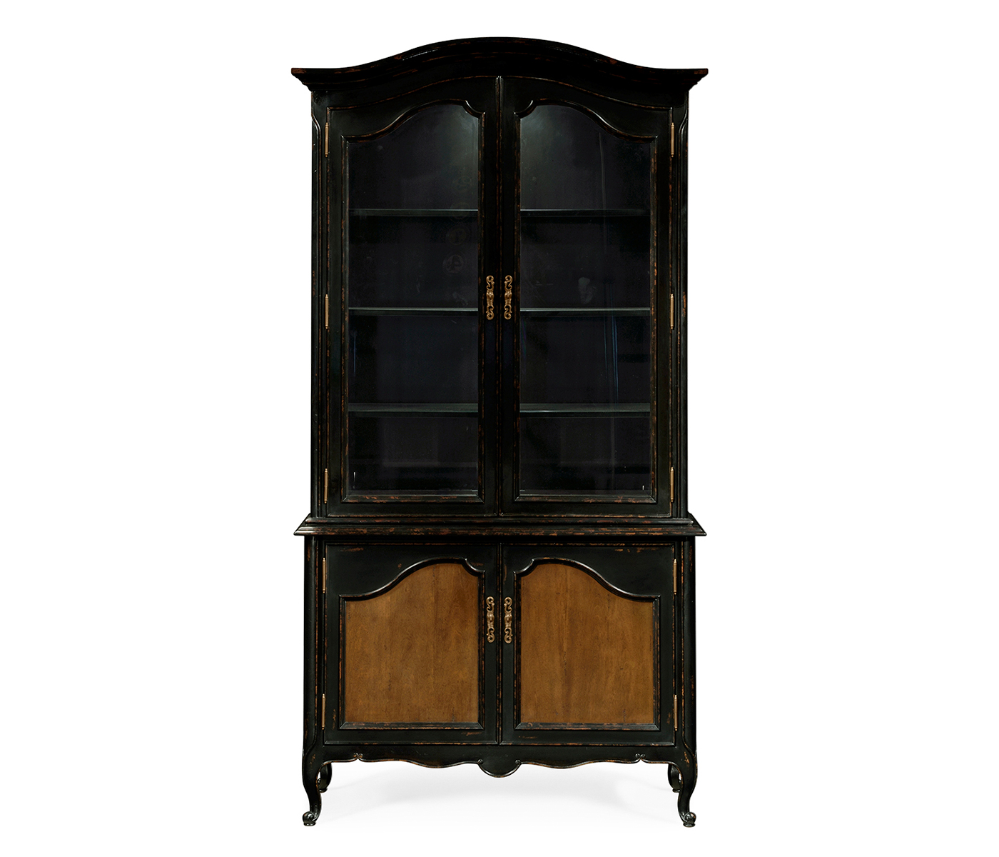 French country style black finish display cabinet