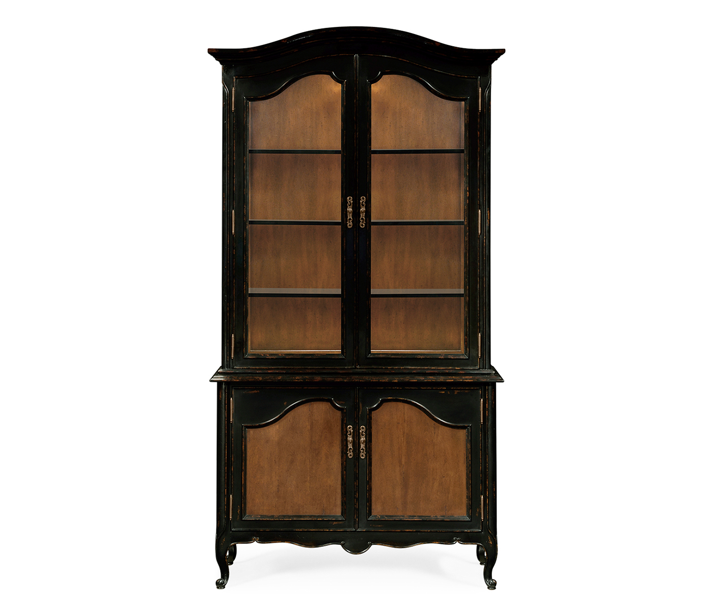 French country style black finish display cabinet