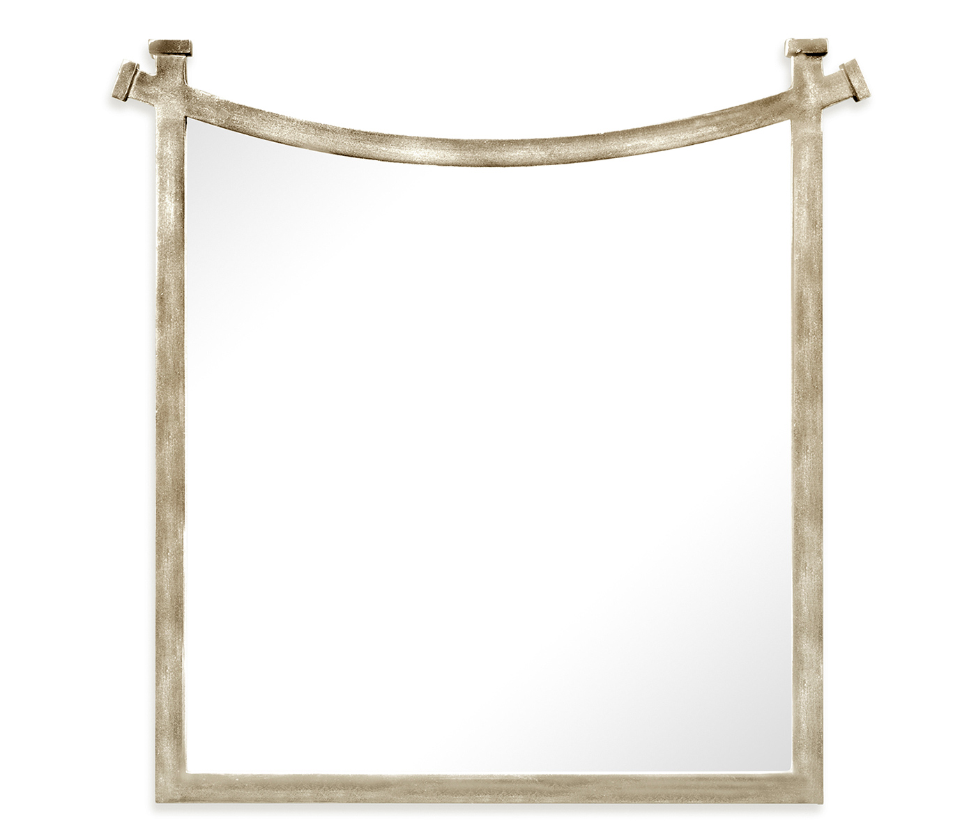 Silver iron mirror with curved top