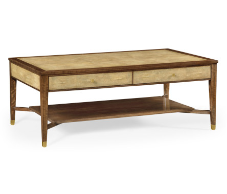 Ivory Shagreen Coffee Table with Drawers