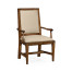 Rustic Walnut Upholstered Arm Chair with Lattice Back