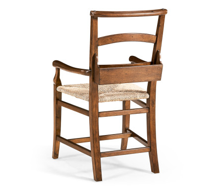 Rustic Walnut Church Dining Arm Chair