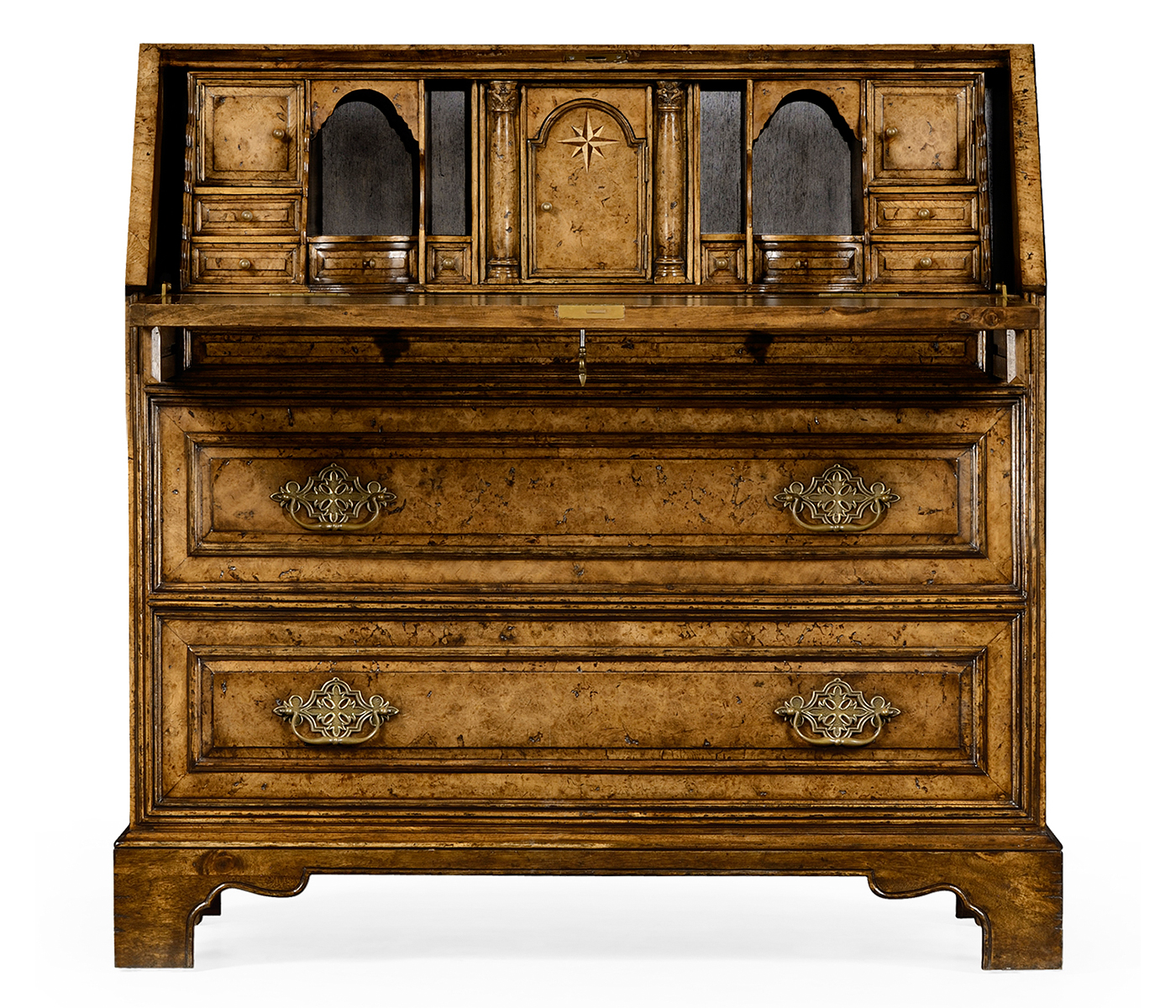 Queen Anne pollard veneer bureau cabinet (Base)