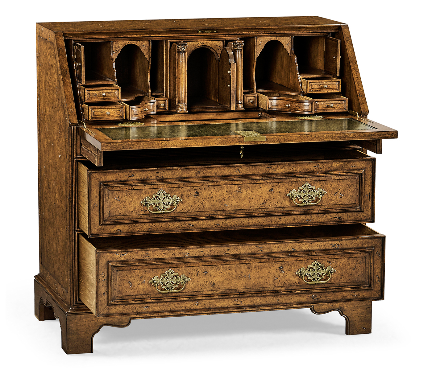 Queen Anne pollard veneer bureau cabinet (Base)