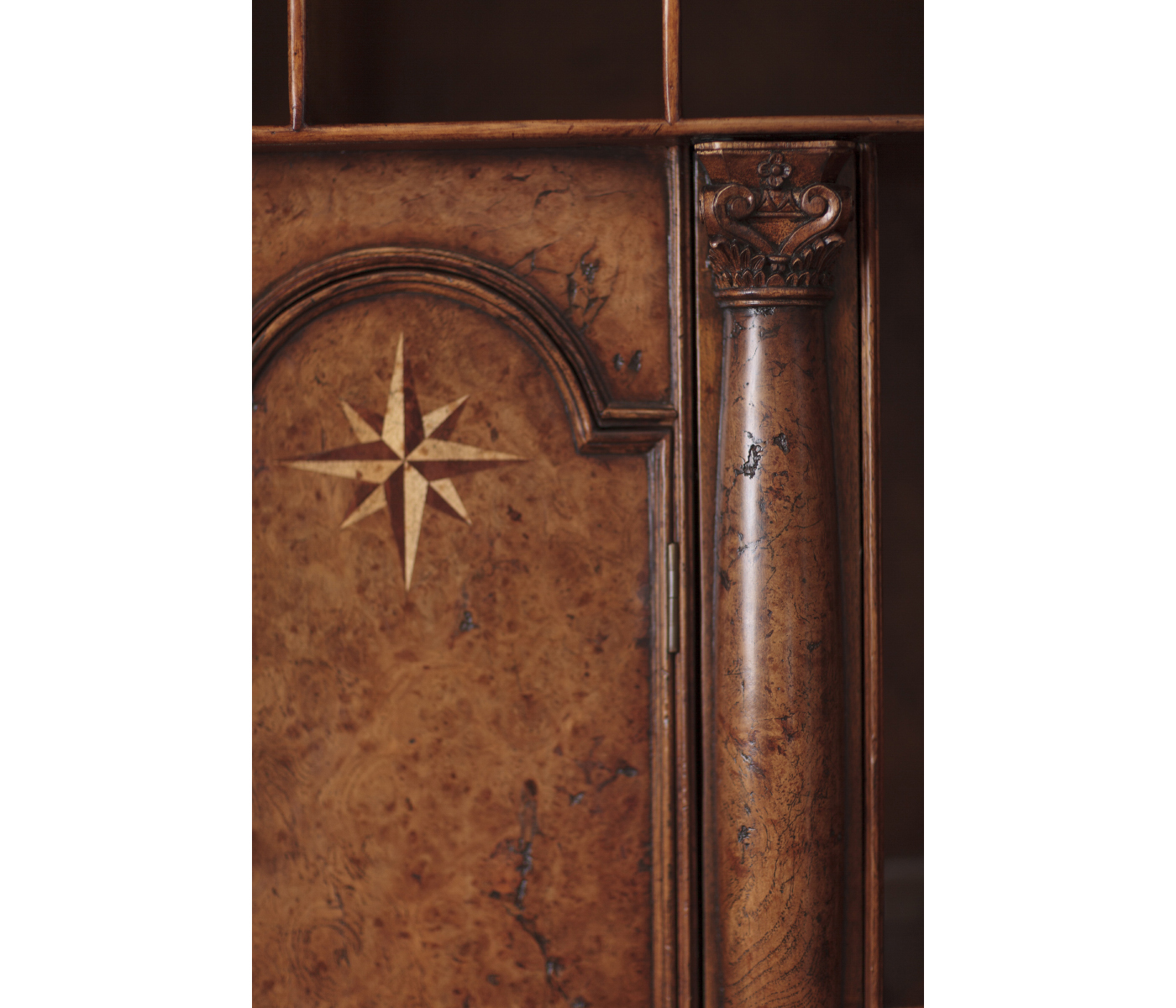 Queen Anne Pollard Veneer Bureau Cabinet (Wooden Doors)