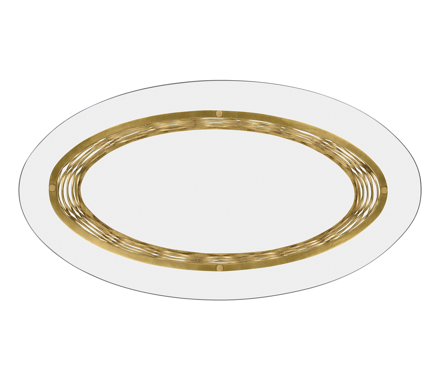 Interlaced gilded & glass oval coffee table