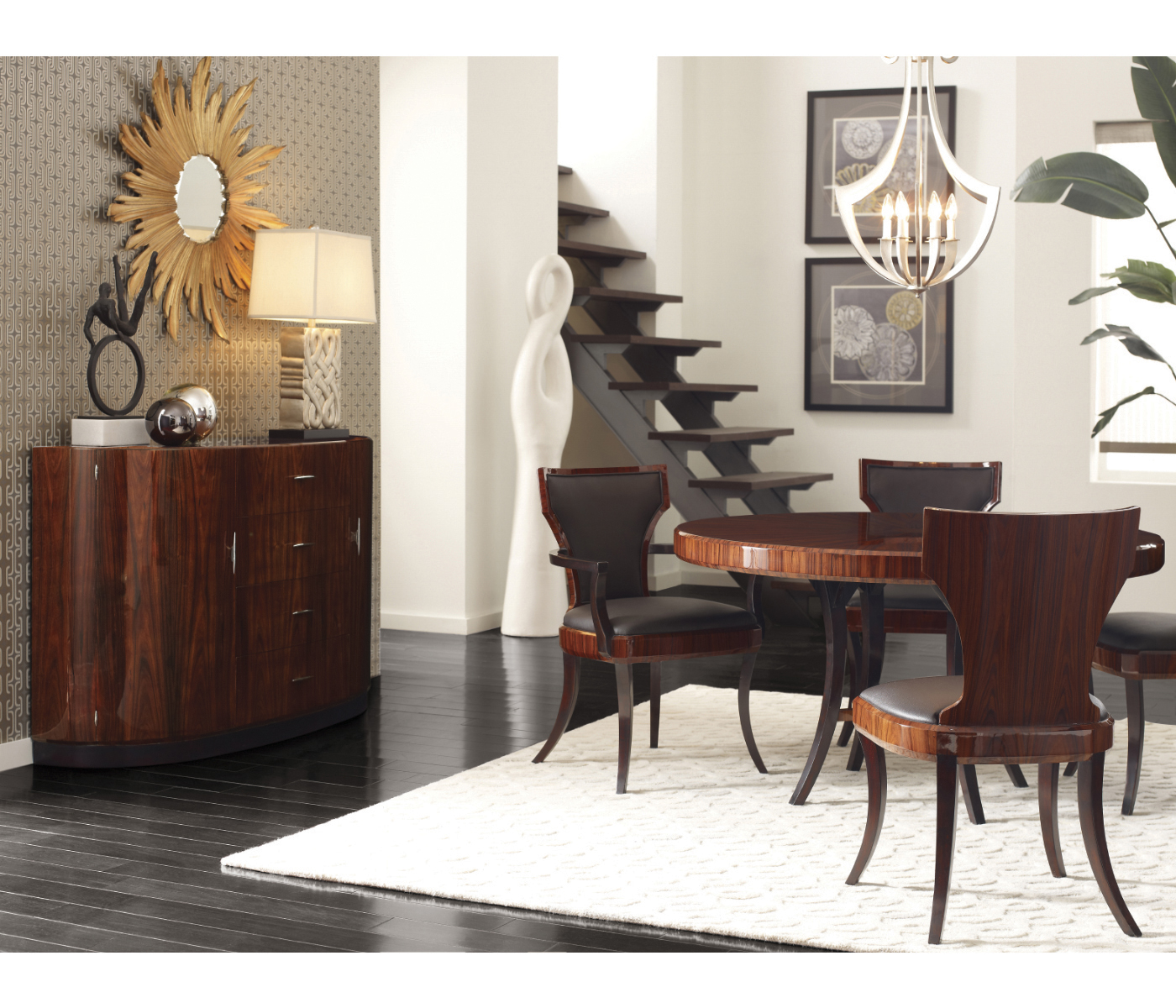 Full Back Art Deco Macassar Ebony Dining Arm Chair