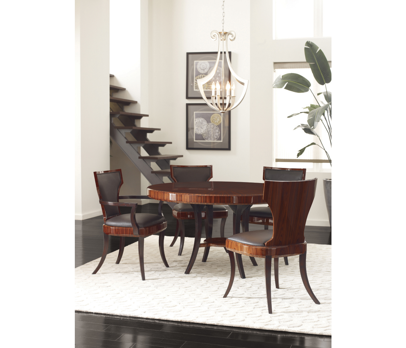 Full Back Art Deco Satin Santos Dining Arm Chair