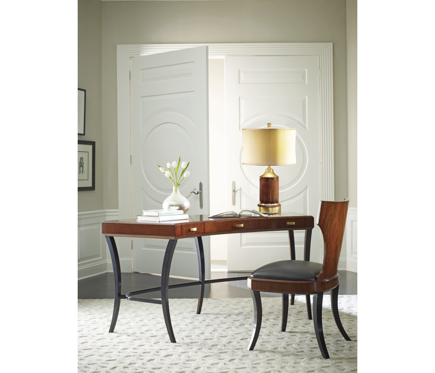 Full Back Art Deco Champagne Dining Side Chair