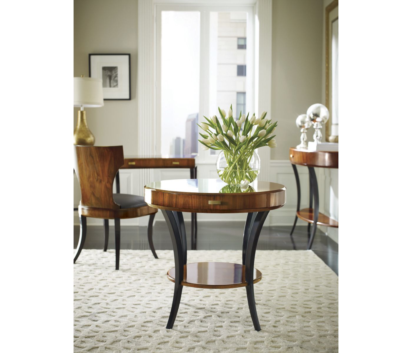 Full Back Art Deco Satin Santos Dining Side Chair