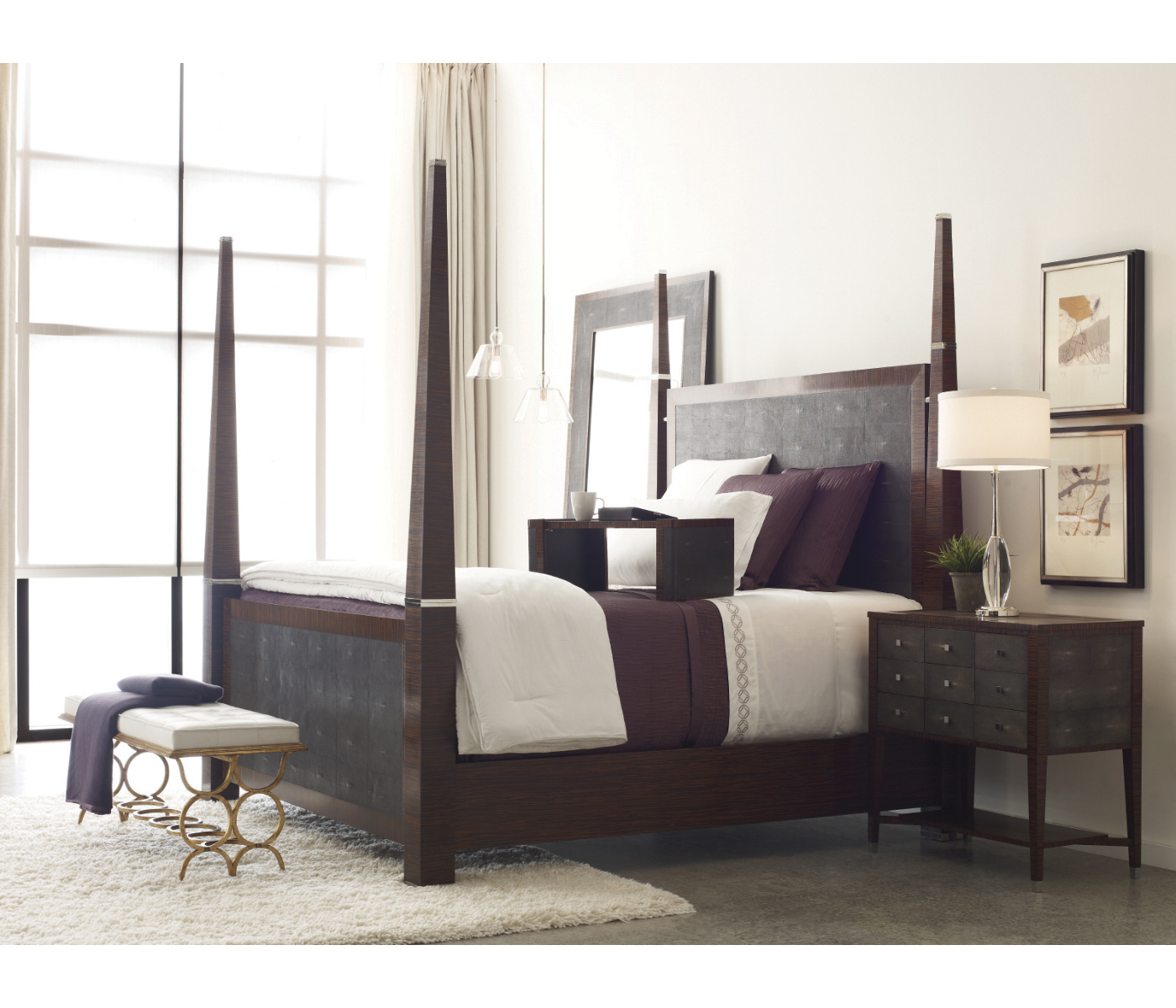 Ivory Shagreen UK Queen Bed