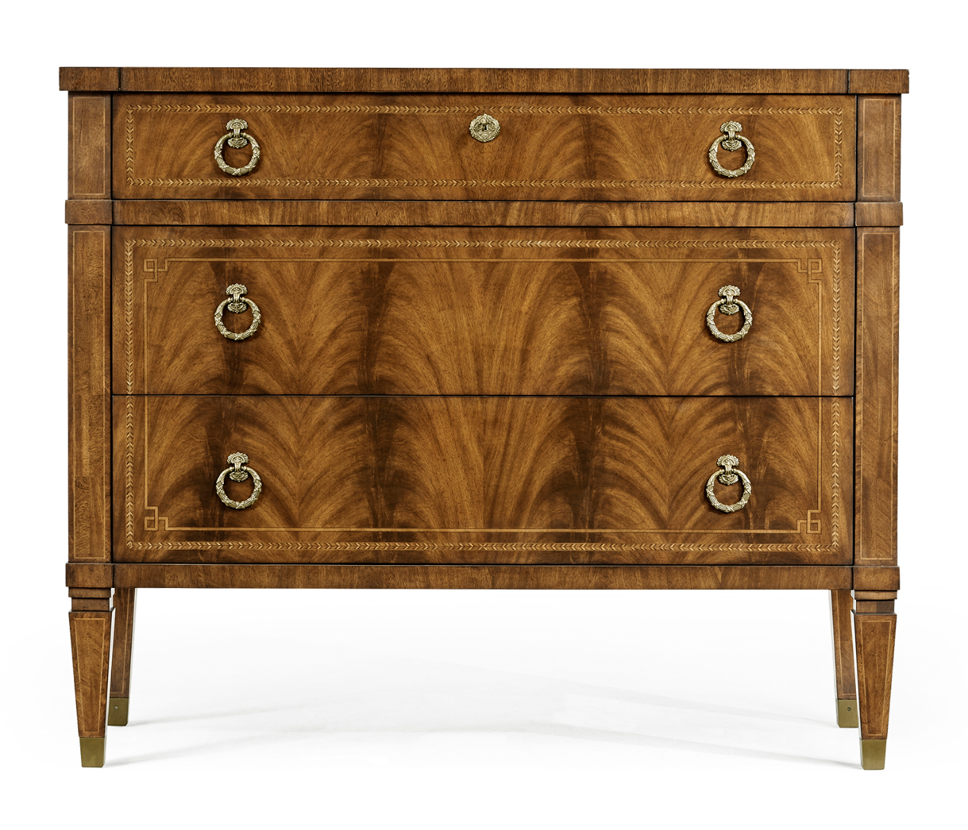 Empire style walnut three drawer chest
