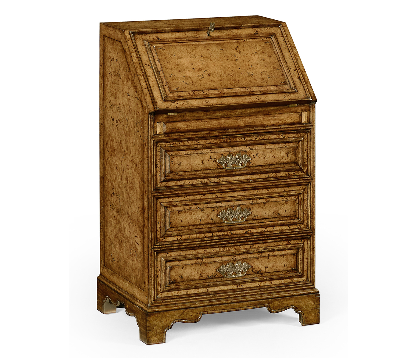 Burl oak fall front bureau
