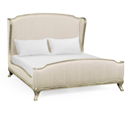 Louis XV Silver-Leaf Cali King Bed