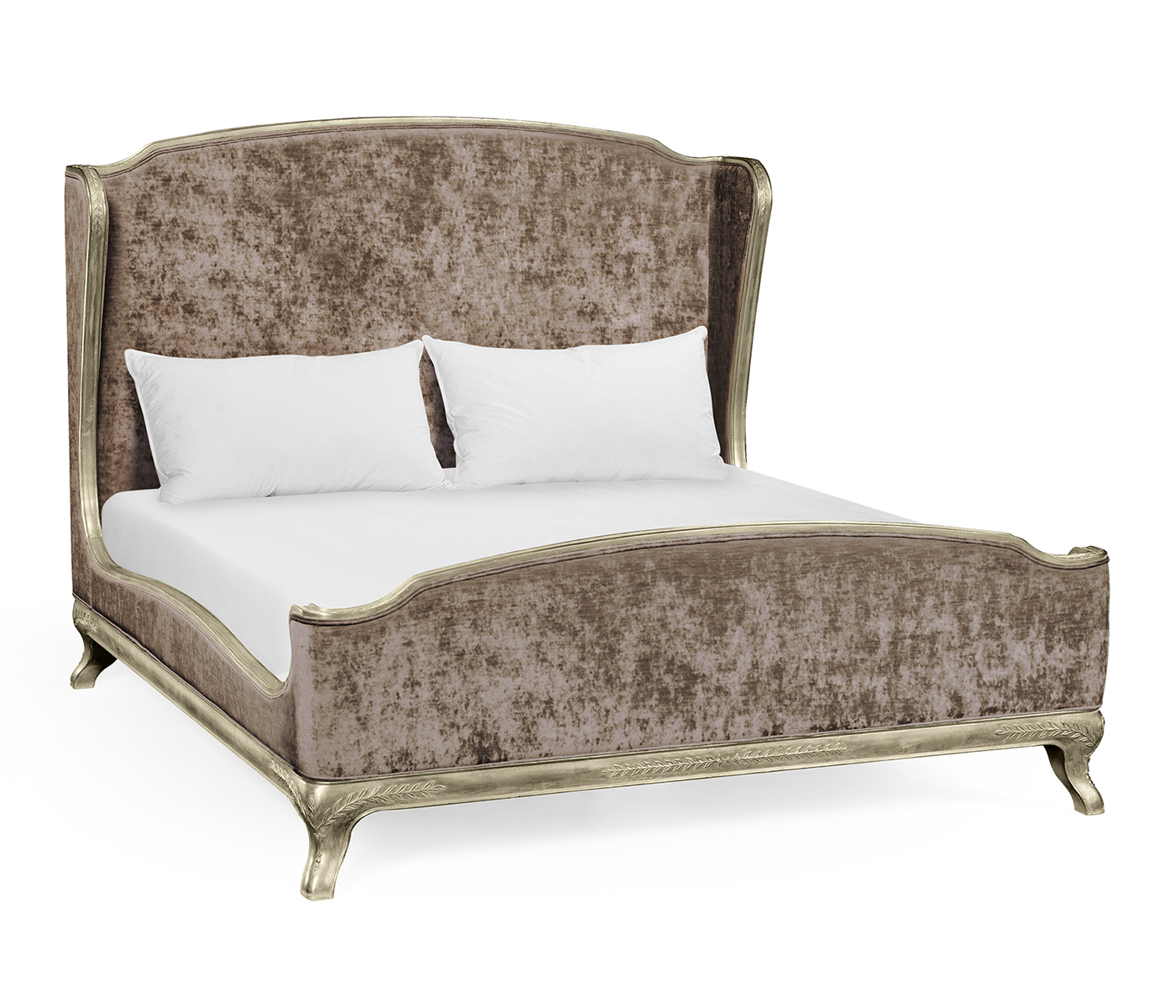 Louis XV Silver-Leaf US King Bed