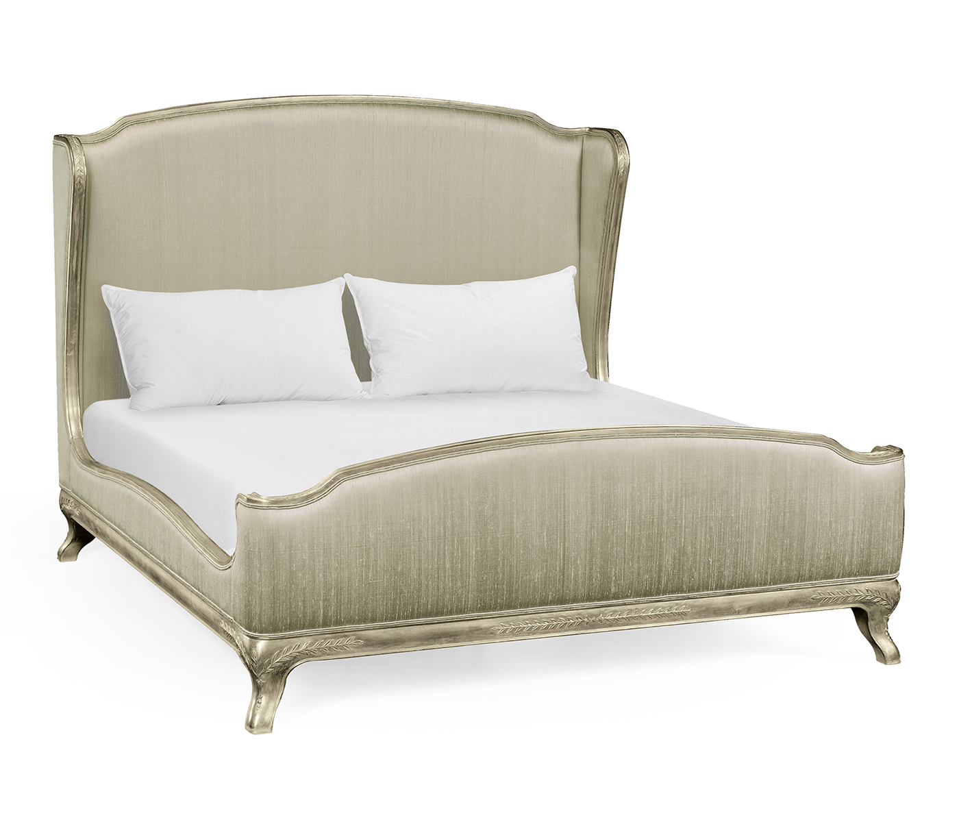 Louis XV Silver-Leaf US King Bed