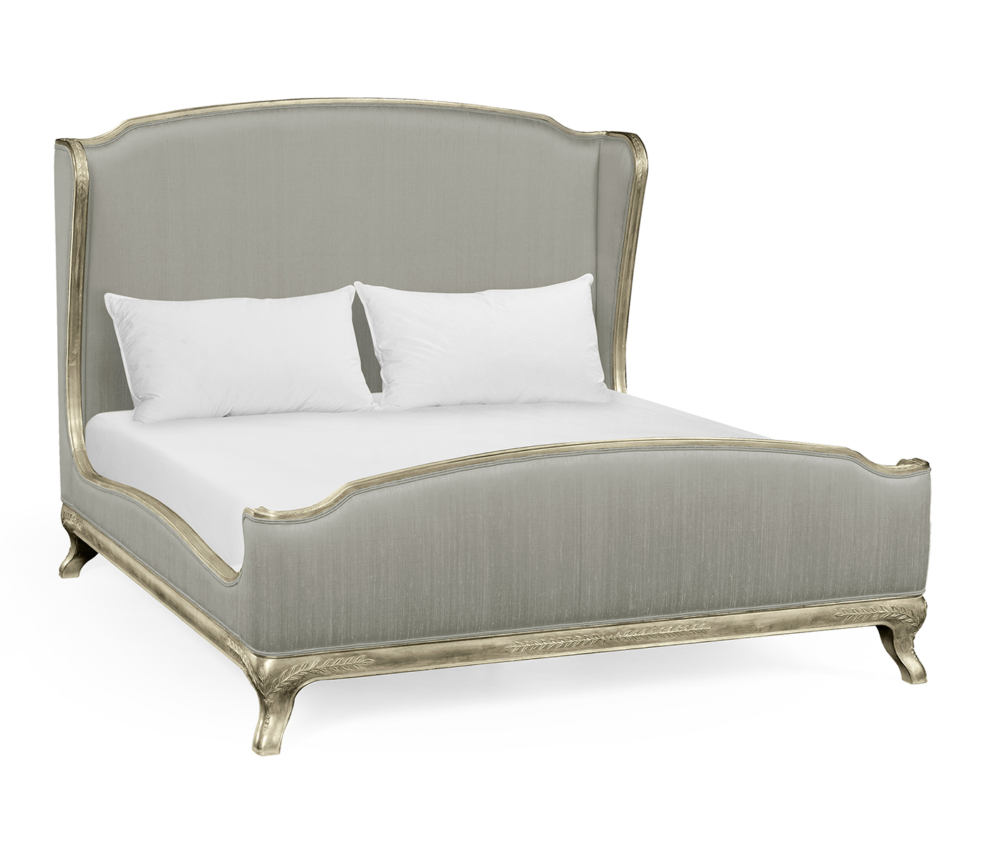 Louis XV Silver-Leaf US King Bed