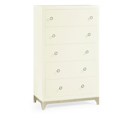 Tall chest with blazer buttons (Blanc/Silver)