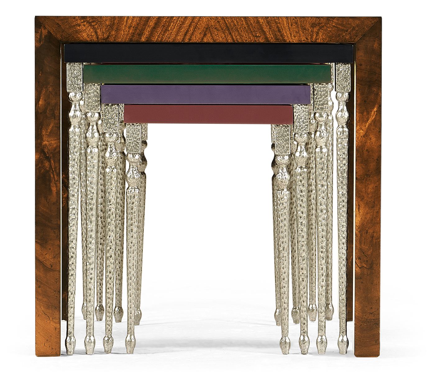 Mahogany and Hammered Iron Coloured Nest of Tables