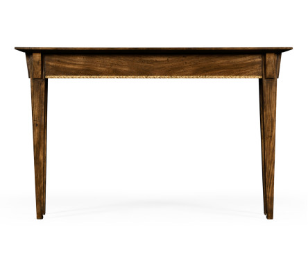 Craftsman's mahogany console with herringbone inlay detail