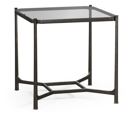 Distressed Bronze Square Side Table
