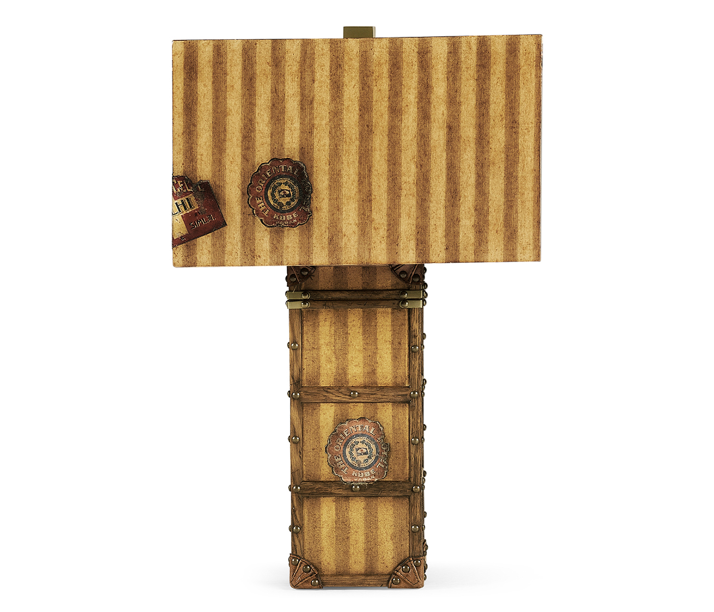 Striped Travel Trunk Style Table Lamp