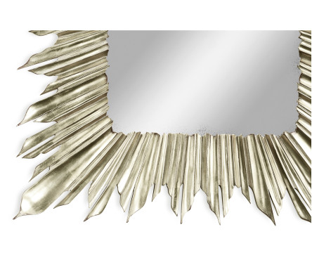 Silvered rectangular sunburst mirror
