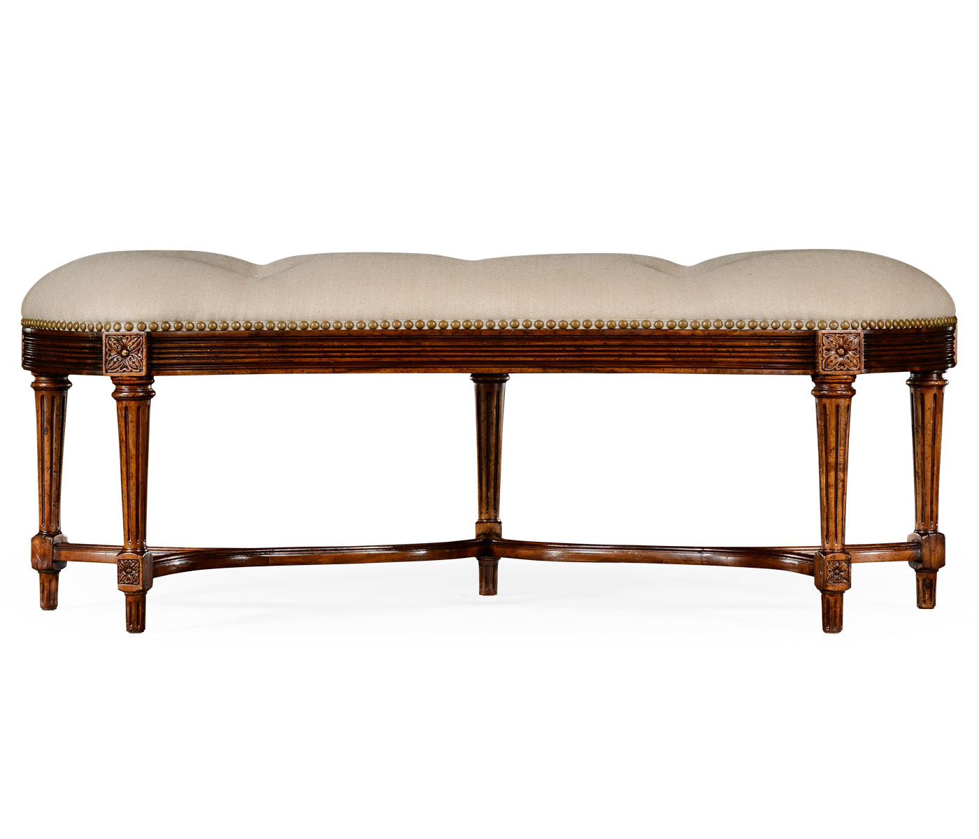 Padded Curved Walnut Window Seat