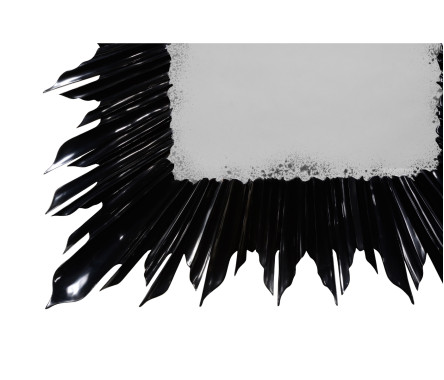 Black finish floor standing rectangular sunburst mirror