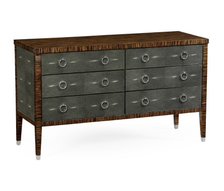 Faux Macassar Ebony & Anthracite Shagreen Double Chest of Drawers