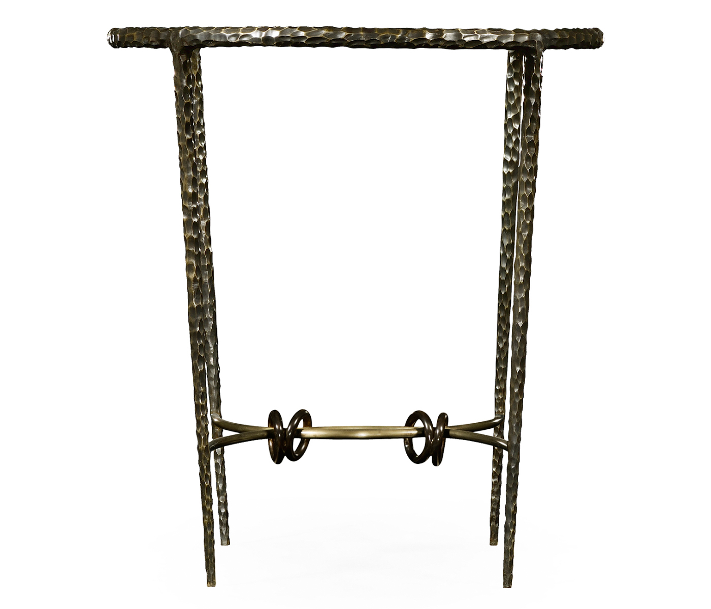 Hammered Antique Black Brass Circular Side Table