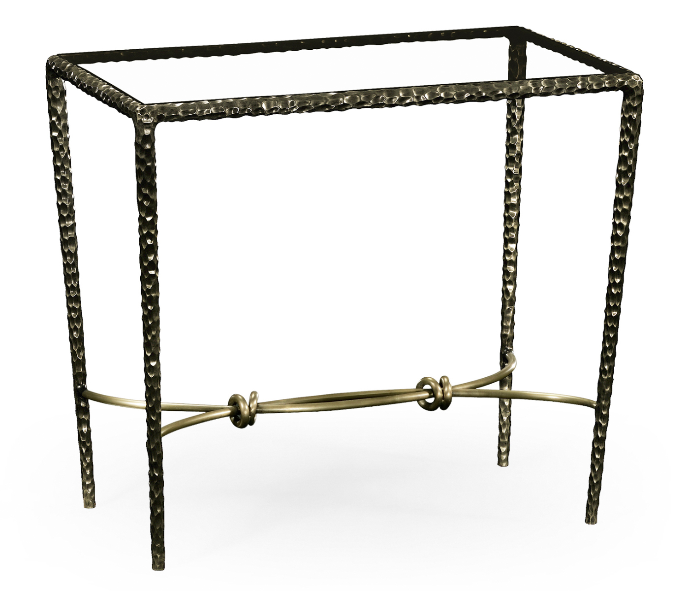 Hammered Antique Black Brass Rectangular Side Table