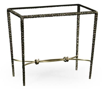 Hammered Antique Black Brass Rectangular Side Table