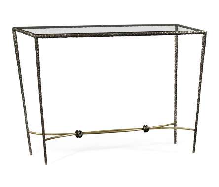 Hammered Antique Black Brass Rectangular Console