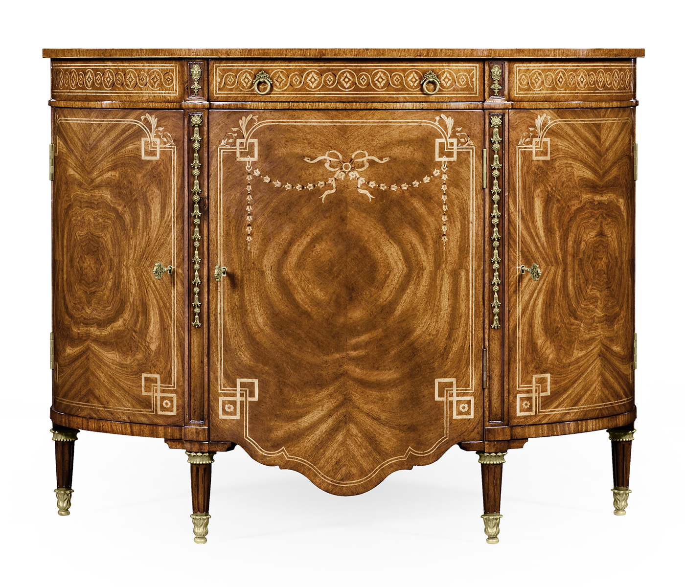 Sheraton Style Bowfront Light Walnut Commode