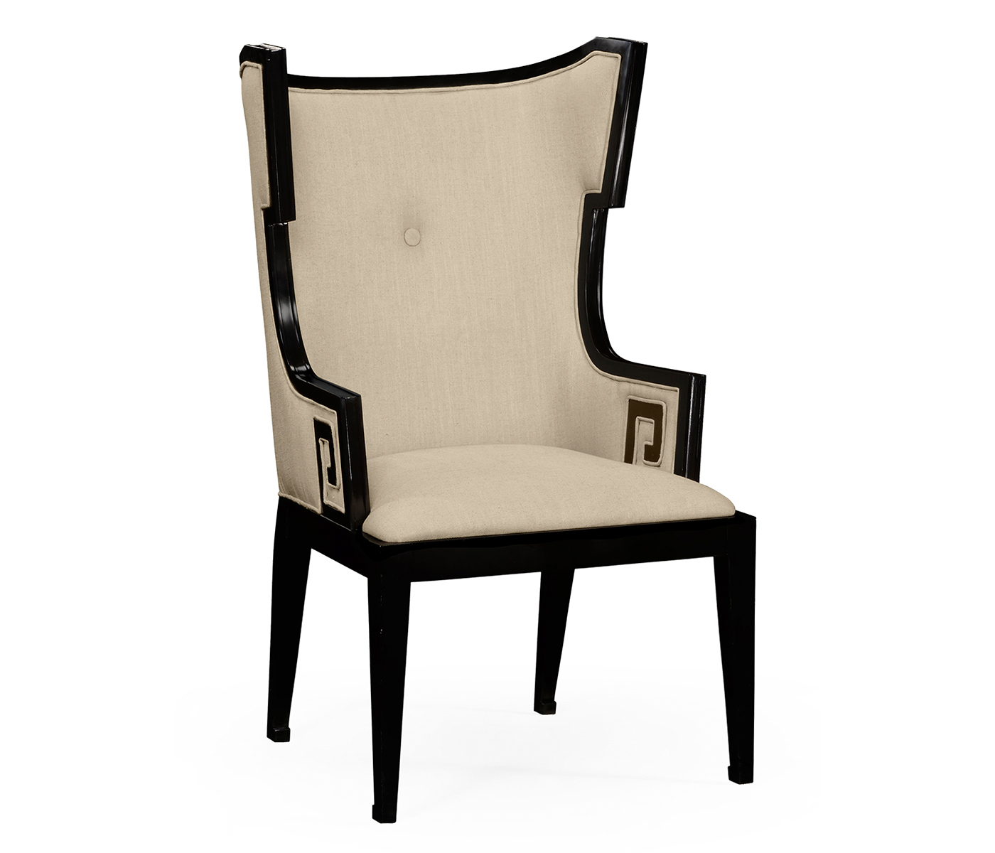 Greek Key Design Biedermeier Black Arm Chair
