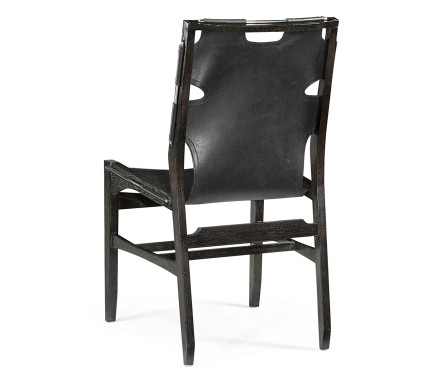Casual Mid-cent Slung Leather Side Chair
