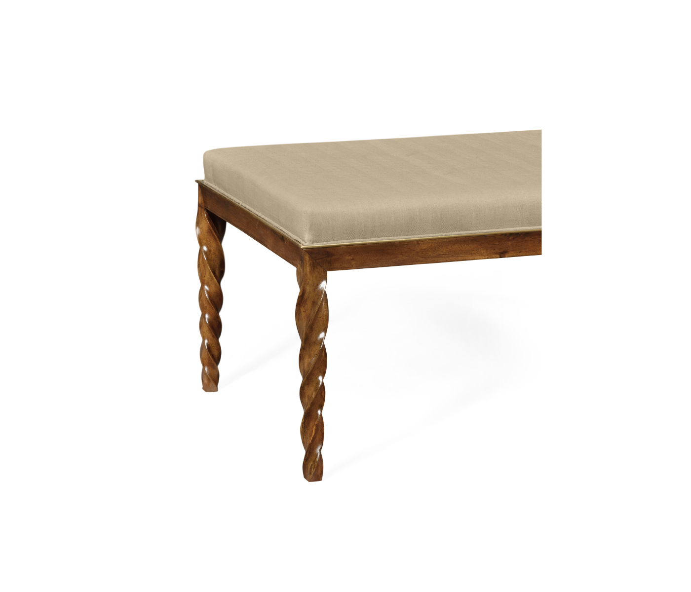 Cocktail Ottoman with Tray Table and Walnut Barleytwist Legs, Upholstered in MAZO