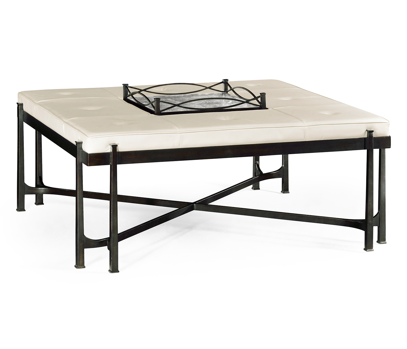 Églomisé and Bronze Iron Cocktail Ottoman