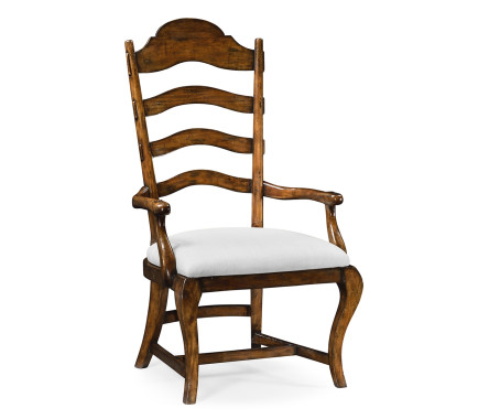 Casual Rustic Walnut Dining Arm Chair