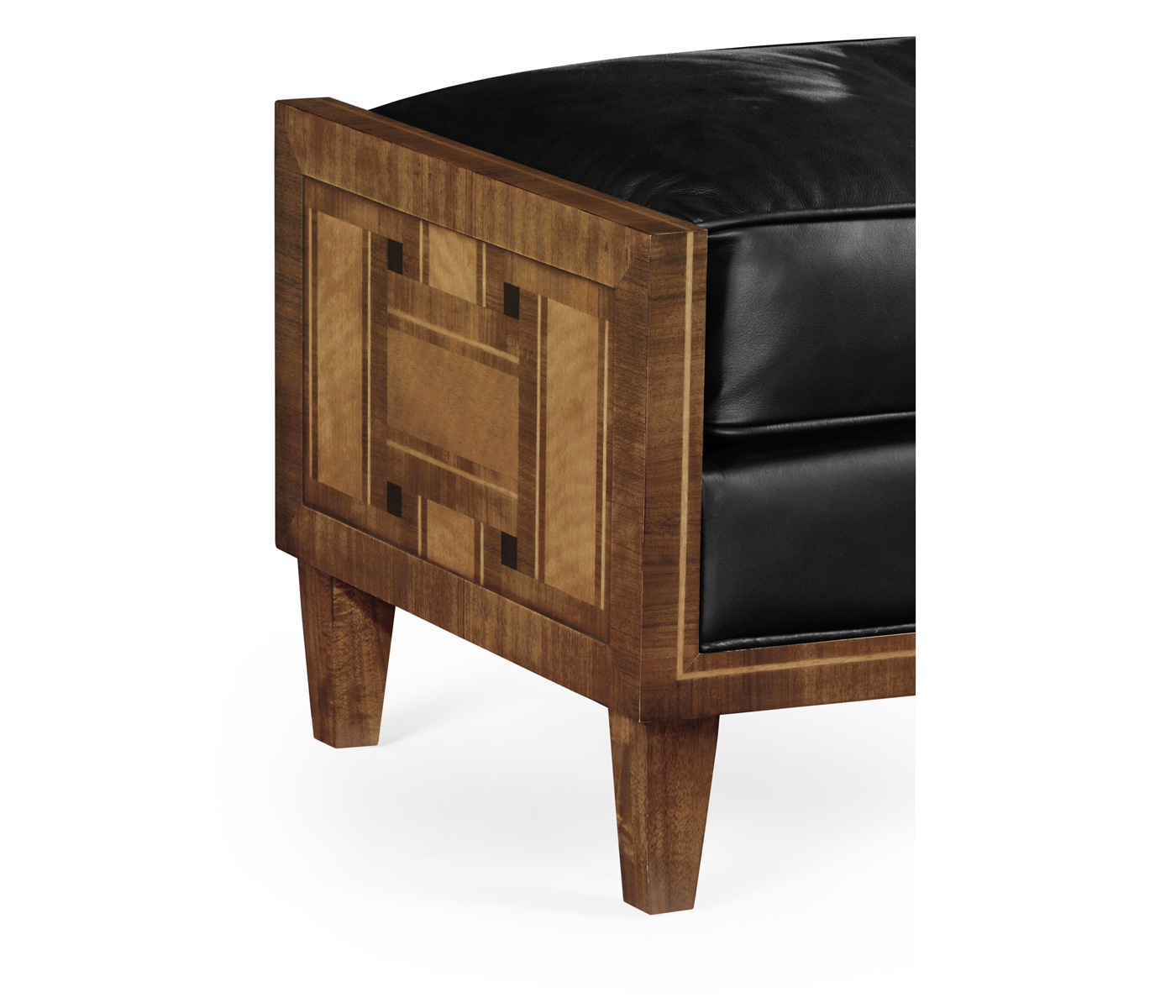 Cosmo Footstool, Upholstered in Black Leather