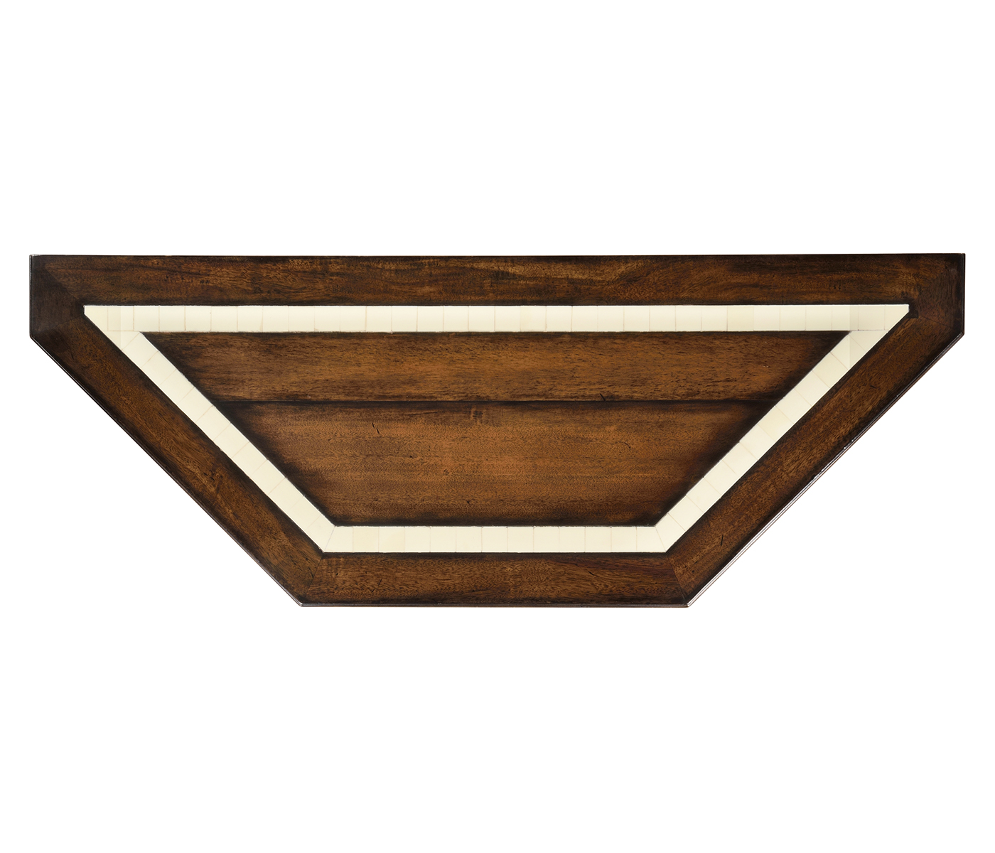 Rustic walnut console with bones inlay