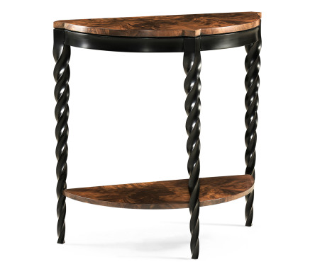 Black Barleytwist Demilune Console Table